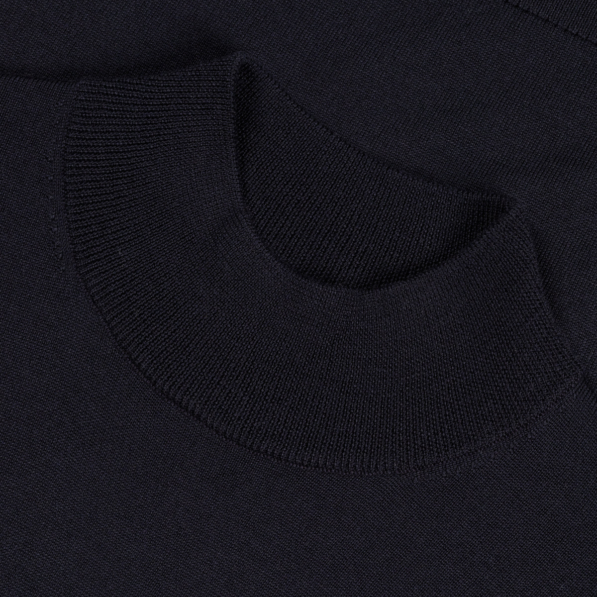 Merino mockneck knit close-up in dark navy