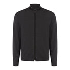 WAHTS Pratt merino full-zip cardigan, dark anthracite melange, ribbed cuffs and collar