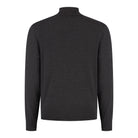 WAHTS Pratt merino full-zip cardigan, anthracite melange back view, ribbed hem and cuffs