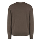 Taupe melange merino crewneck pullover, long sleeves and ribbed hem