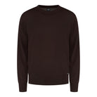 Burgundy melange merino crewneck pullover sweater, long sleeves