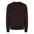 Burgundy melange merino crewneck pullover sweater, back view
