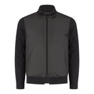 Dark anthracite hybrid cotton merino jacket with full zip, ribbed knit hem and cuffs