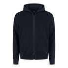 Night blue full-zip hoodie with adjustable hood and front zipper