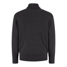 Dark anthracite full-zip padded cardigan, ribbed knit collar and hem