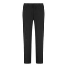 Soft wool travel trousers in deep brown, full front view with belt loops