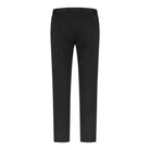 Soft wool travel trousers in deep brown, full rear view with belt loops