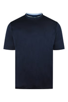 Navy crew-neck short-sleeve T-shirt in soft cotton interlock knit