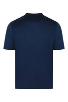 Navy blue lightweight T-shirt back view with crew neck and short sleeves