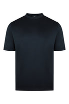 Short-sleeve jersey T-shirt, dark blue crew neck