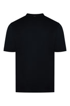 Short-sleeve jersey T-shirt, dark blue crew neck (back view)