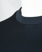 Short-sleeve T-shirt collar, dark blue ribbed crew neck