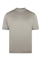 Grey jersey knit-effect short sleeve T-shirt with crew neck