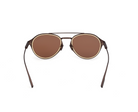 Rounded metal sunglasses with matt brown frame and brown tinted lenses, straight-on front view