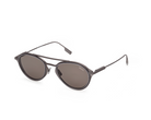 ZEGNA rounded metal sunglasses in matt gunmetal with dark brown lenses