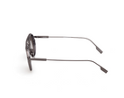 ZEGNA rounded metal sunglasses side view, matt gunmetal frame with dark brown lens