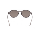 ZEGNA rounded metal sunglasses front view, matt gunmetal frame with dark brown lenses