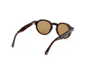 Dark Havana rounded sunglasses, 3/4 angle with tan lenses and gold-tone details