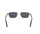 Rectangle sunglasses front view with dark lenses and dark Havana tortoise side frames
