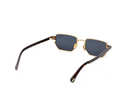 Rectangle sunglasses angled view with dark Havana tortoise temples and gold bridge