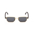 Rectangle sunglasses front view with dark Havana tortoise temples and gold frame accents