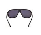 Black acetate sunglasses with tinted lenses, front view.
