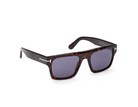Tom Ford Cyrus acetate sunglasses, dark havana frame, purple lenses, profile view