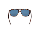 Tom Ford Brianna acetate sunglasses, dark havana frame, blue lenses, front view