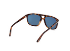 Tom Ford Brianna acetate sunglasses, dark havana frame, blue lenses, open side angle