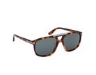 Tom Ford Brianna acetate sunglasses, dark havana frame, blue lenses, profile view