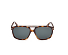 Tom Ford Brianna acetate sunglasses, dark havana frame, blue lenses, symmetrical front