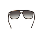Rounded acetate sunglasses in coloured Havana with dark gradient lenses, front view