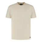 Winter white jersey stretch t-shirt, crew neck, short sleeves, plain front
