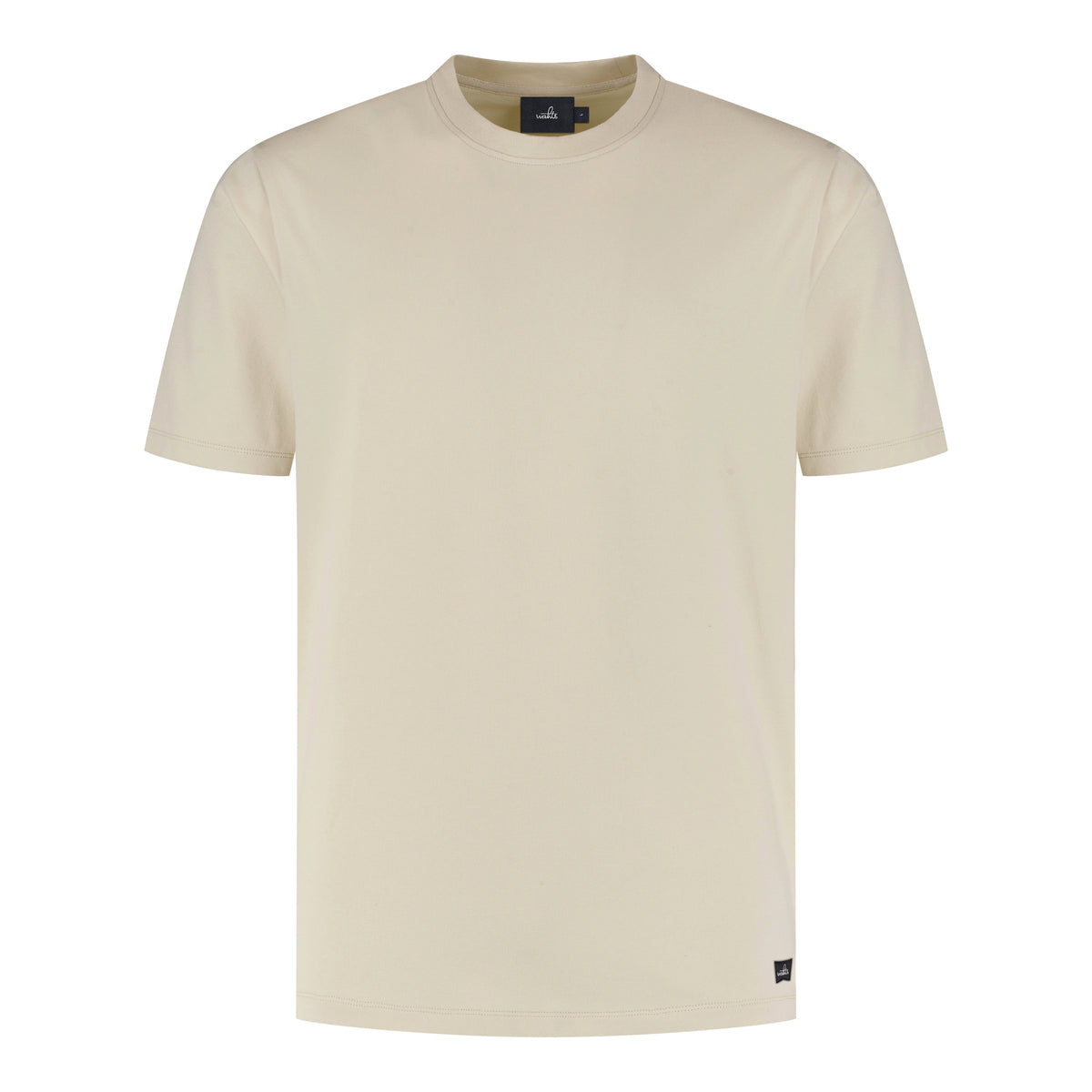 Winter white jersey stretch t-shirt, crew neck, short sleeves, plain front