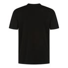 Pure black stretch jersey T-shirt, crew neck, short sleeves, back view