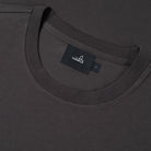 Stretch jersey t-shirt neckline close-up with inner brand label