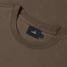 Dark olive crew-neck jersey T-shirt neckline with inner brand label