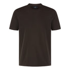 Deep brown stretch jersey T-shirt with crew neck and short sleeves