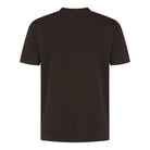 Deep brown stretch jersey T-shirt with crew neck, short sleeves, plain back