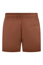 Brown swimshorts with elasticated waistband and side pocket detail