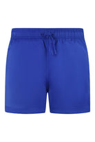 Cobalt blue elasticated swim shorts with drawstring waist and side pockets