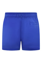 Cobalt blue swim shorts with elastic waistband and flap back pocket