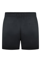 Black elasticated swim shorts with back pocket detail and drawstring waistband