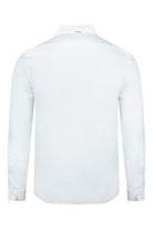 Herno white linen summer shirt, back view with collar and button placket