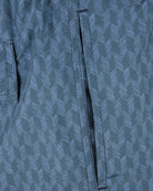 Navy herringbone swim shorts with side pocket and drawstring cord