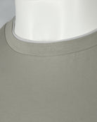 Natural beige crew-neck ribbed collar on short-sleeve T-shirt