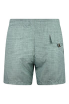 Canali micro-print quick-dry swimshorts, teal green, side view, logo tab