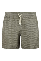 Men's swimshorts with herringbone print, elastic waistband and white drawstring