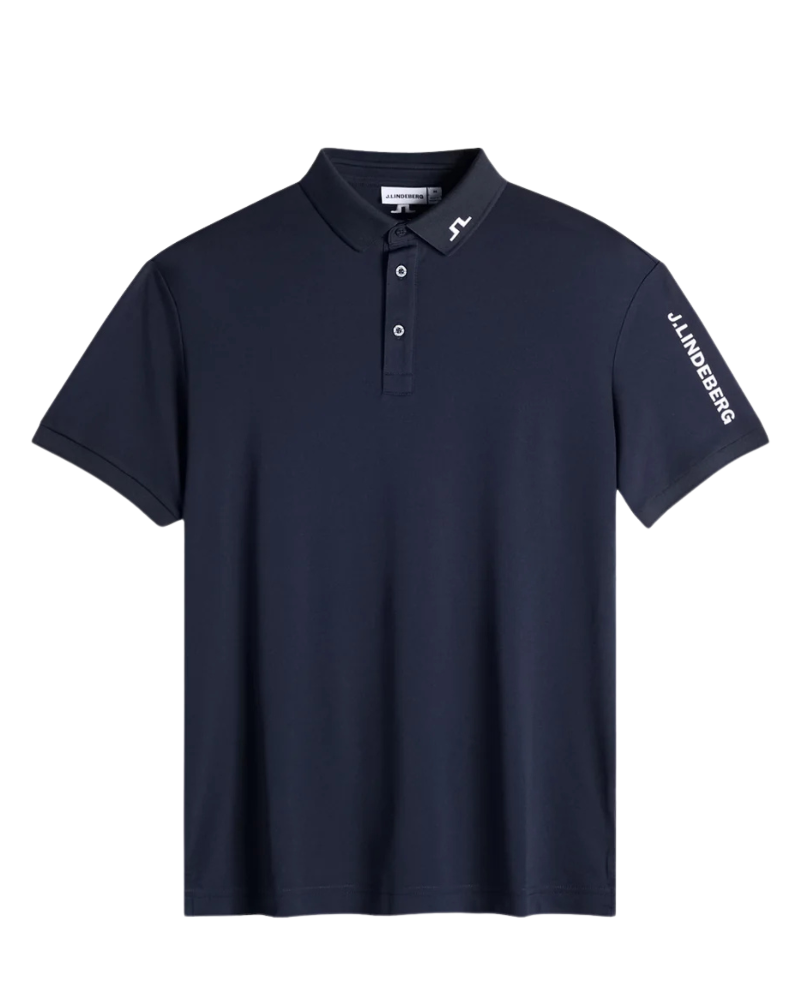 Navy J.Lindeberg polo shirt with button-front collar and chest logo