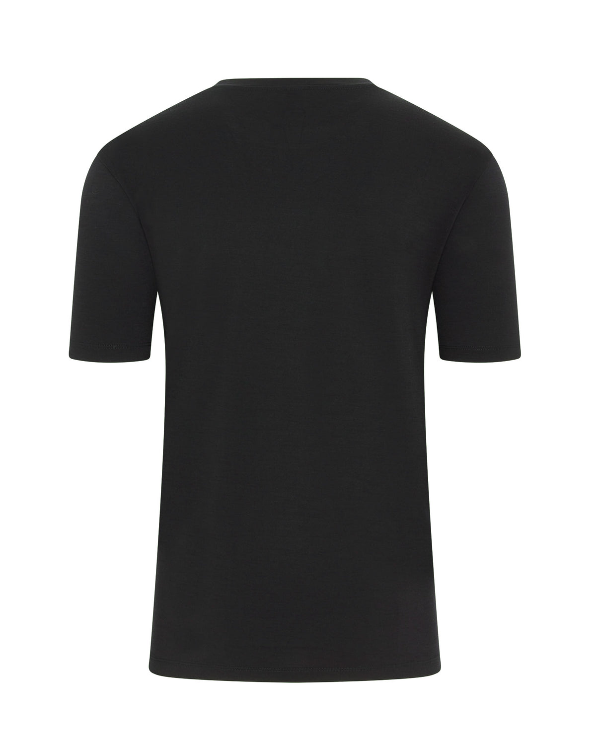 WAHTS Berkley black virgin wool t-shirt with crew neck and short sleeves